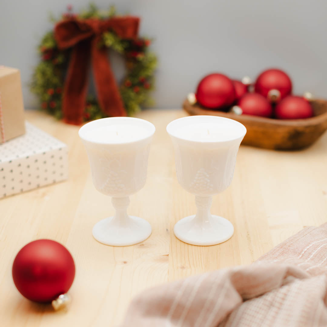 Vanilla Spice Latte - Milk Glass Goblet Set