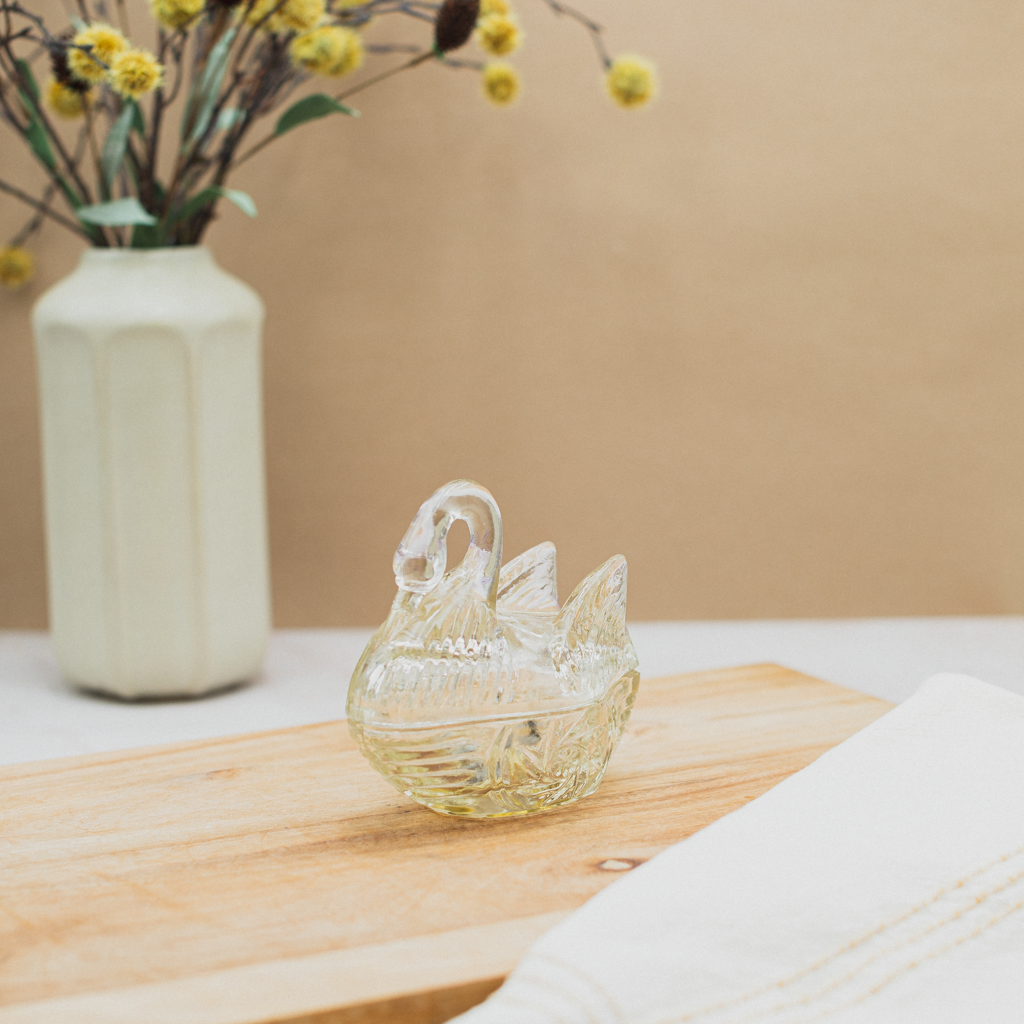 Glass Swan Dish