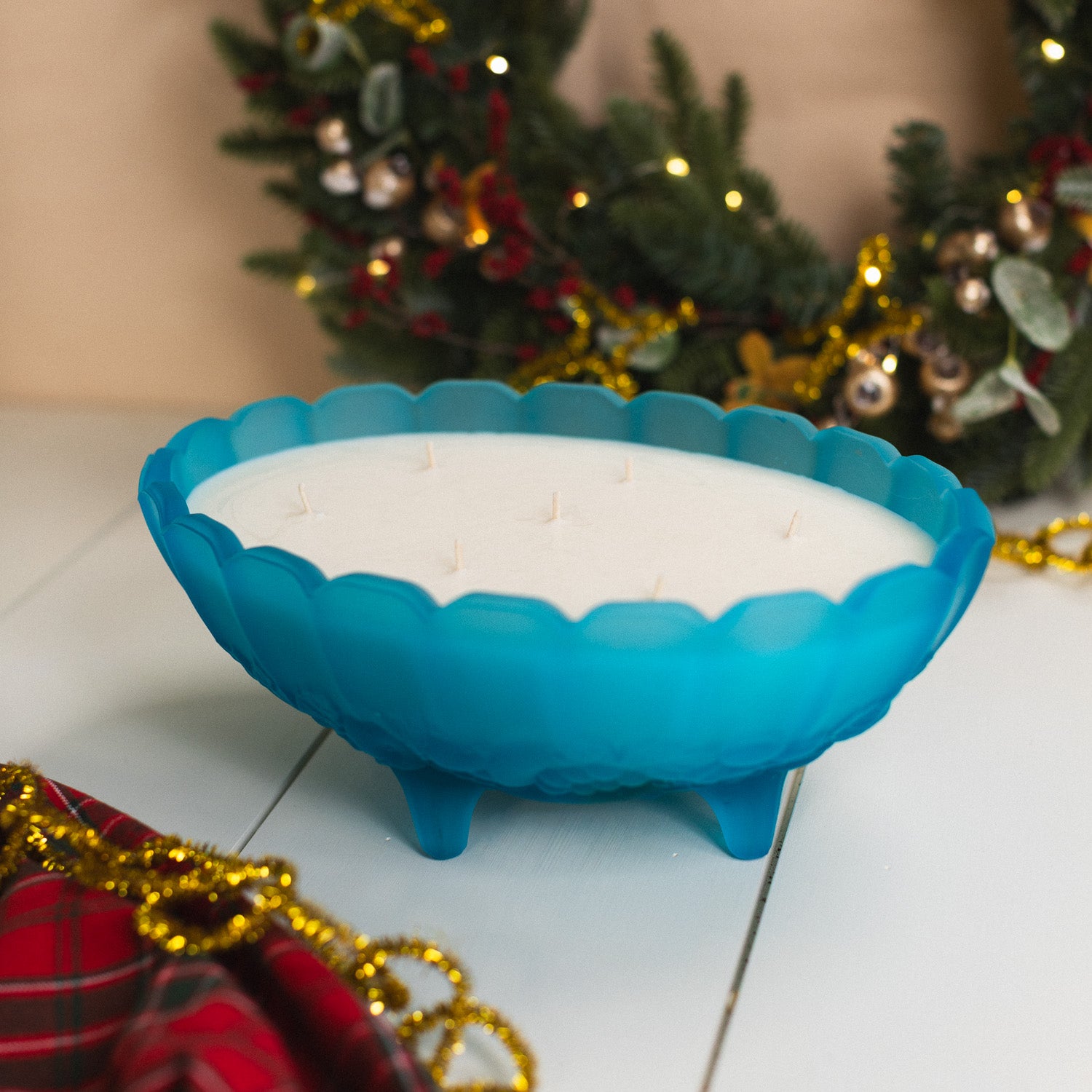 Tree Farm - Blue Glass Serving Dish