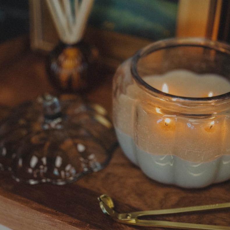 Glass Pumpkin candle