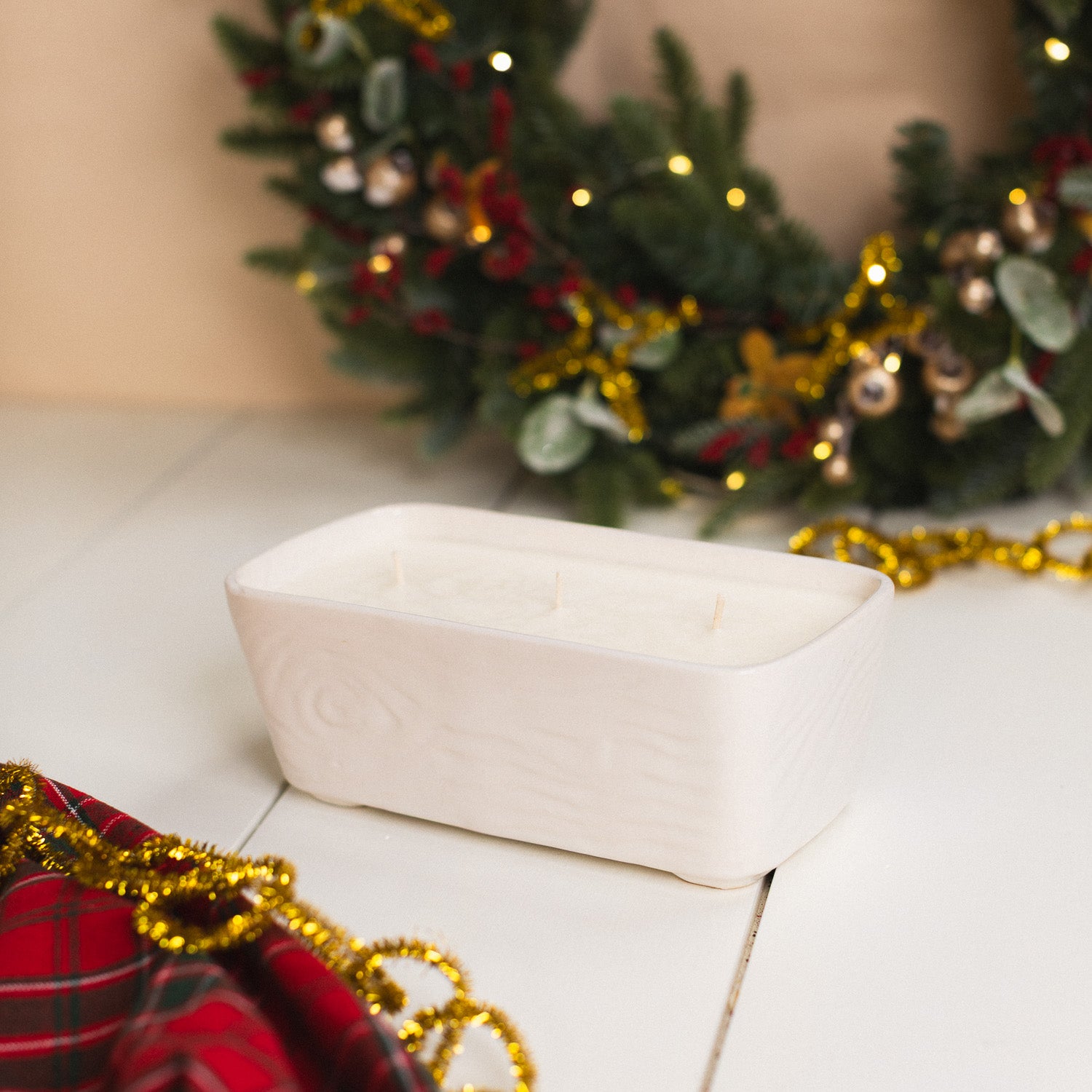 Christmas Day - White Ceramic Planter