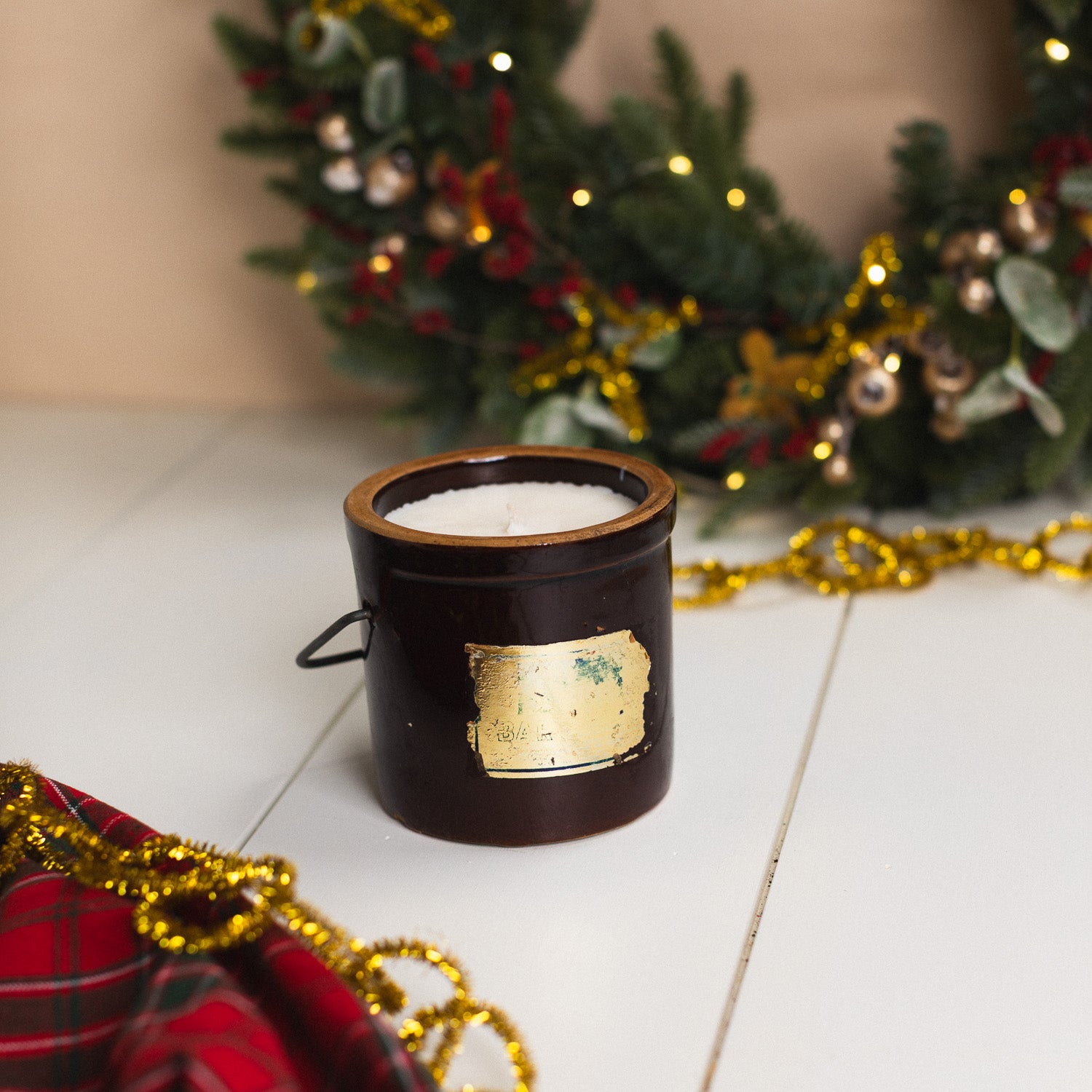 Spiced Cranberry - Brown Ceramic Crock