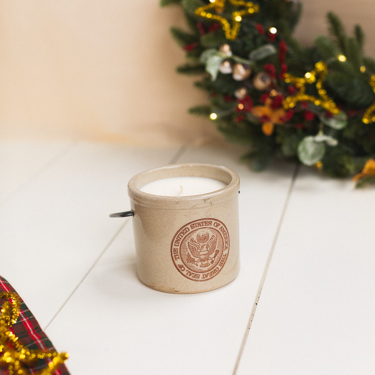 Spiced Cranberry - Tan Ceramic Crock