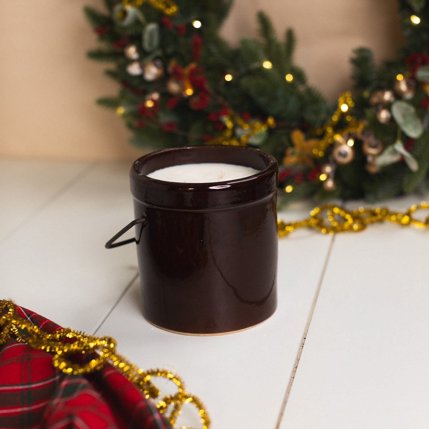 Spiced Cranberry - Brown Ceramic Crock
